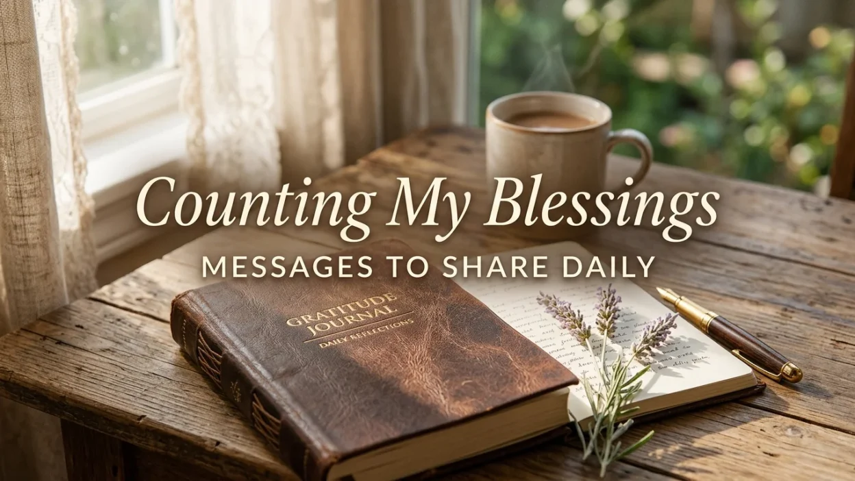 Heartfelt counting my blessings messages for sharing daily gratitude and appreciation.