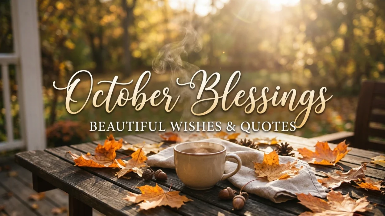 October blessings images with beautiful autumn leaves and inspirational wishes