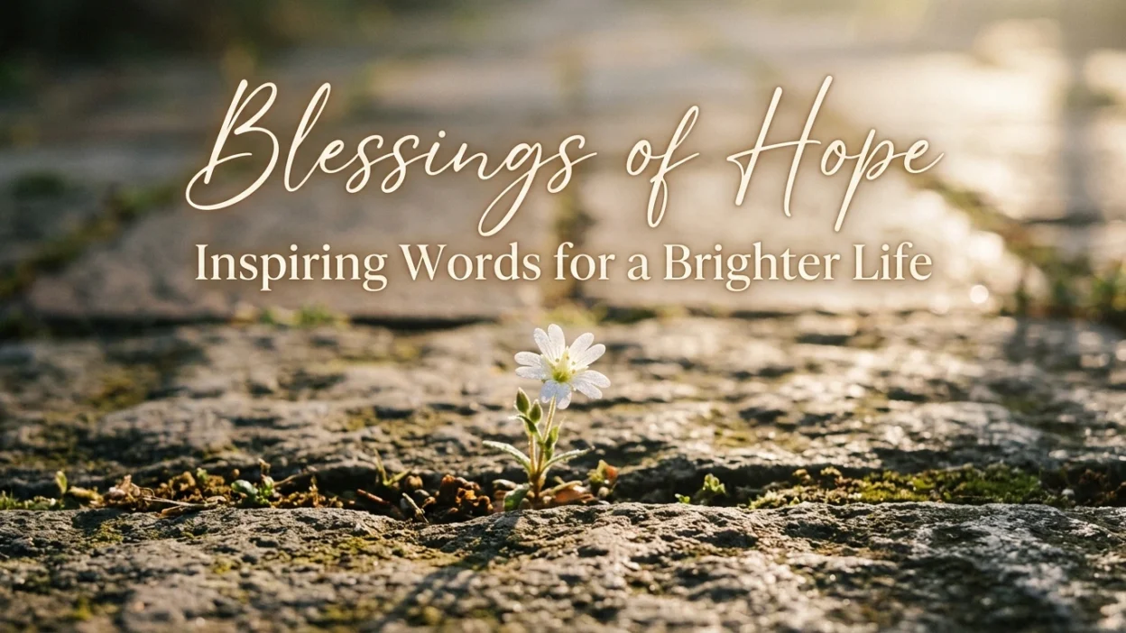 Blessings of hope with inspiring words, peaceful nature, and uplifting messages