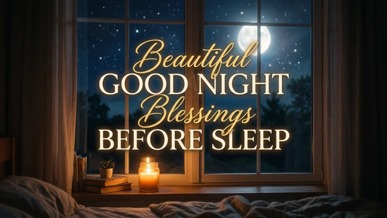 Beautiful Good Night Blessings with Peaceful Night Sky and Inspirational Wishes