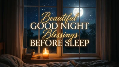 Beautiful Good Night Blessings with Peaceful Night Sky and Inspirational Wishes